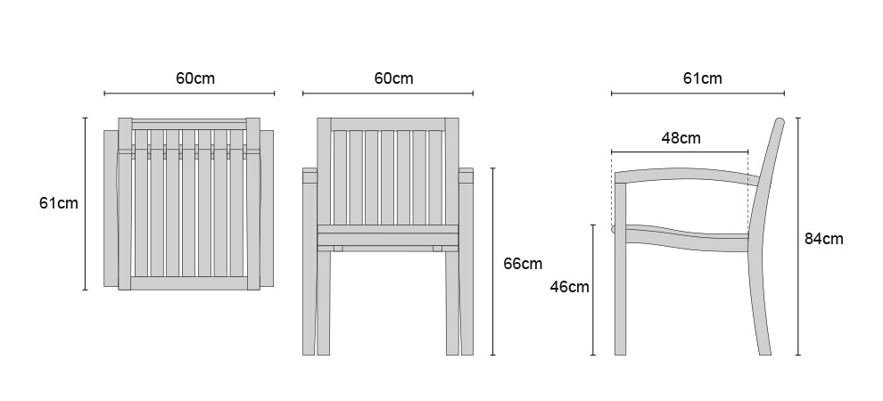 Monaco Stacking Chairs - Dimensions